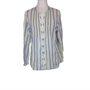 Pendleton Xl Blouse Long Sleeve Button Front 55% Linen 45% Cotton Stripe…